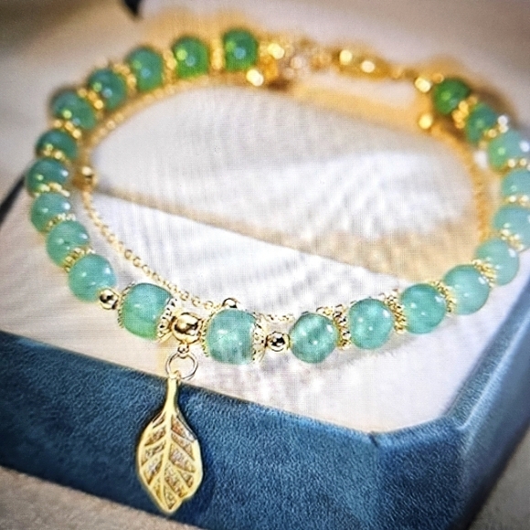 NWT Lolvmvchi 14k Gold plated Jade Butterfly Crystal Glass Adjustable Bracelet - Picture 1 of 9